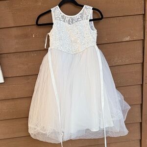 Tip top kids white formal dress with beating embellishments size 6